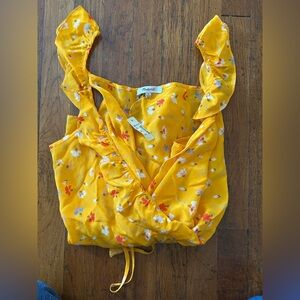 Madewell Floral Yellow Wrap Top